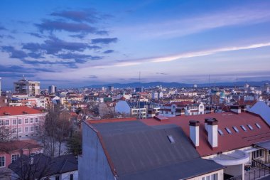 Sofya ve Bulgaristan 'ın güzel günbatımı manzarası