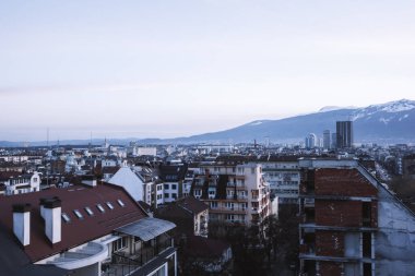 Sofya ve Bulgaristan 'ın güzel günbatımı manzarası