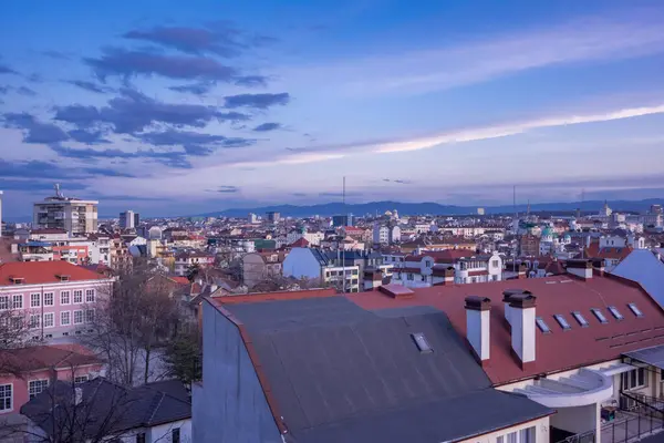 Sofya ve Bulgaristan 'ın güzel günbatımı manzarası