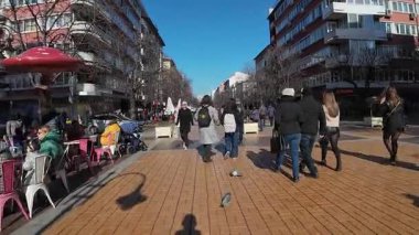 Sofya, Bulgaristan - 2 Şubat 2025 - Vitosha Bulvarı yaya bölgesi