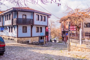 Filibe, Bulgaristan - 4 Şubat 2025 - Eski Filibe 'deki tarihi binaları restore etti