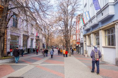 Filibe, Bulgaristan - 7 Şubat 2025 - Kapana, Filibe 'de sokak sahnesi