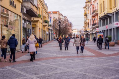 Filibe, Bulgaristan - 7 Şubat 2025 - Kapana, Filibe 'de sokak sahnesi