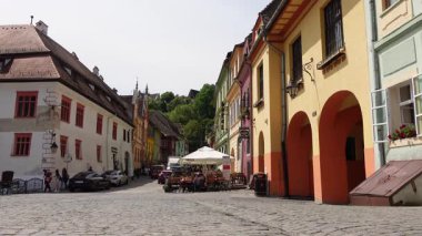 Sighisoara, Romanya - 7 Nisan 2025 - Sighisoara 'nın tarihi merkezi