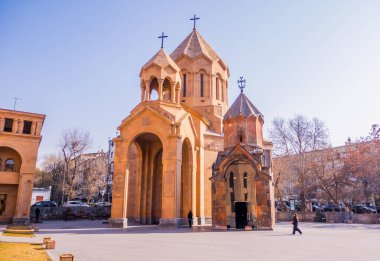 Erivan, Ermenistan - 13 Şubat 2025 - St. Astvatsatsin Kathoghike Kilisesi