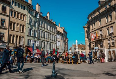 Cenevre, İsviçre - 5 Mart 2025 - Place du Bourg-de-Four