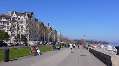 Cenevre, İsviçre - 5 Mart 2025 - Cenevre Gölü kıyıları 