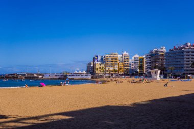 Las Palmas, Gran Canaria (İspanya) - 14 Mayıs 2025 - Playa de las Canteras Plajı