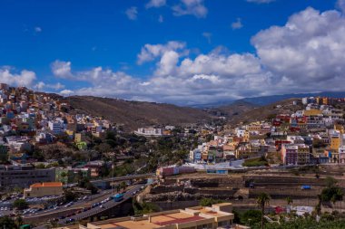 Las Palmas (Gran Canaria), İspanya - 14 Mayıs 2025 - Vegueta 'nın hava manzarası - Las Palmas