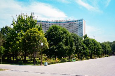 Taşkent, Özbekistan - 1 Haziran 2025 - ünlü Sovyet Oteli Özbekistan