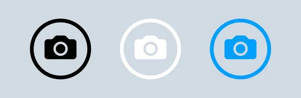 Иконка Камеры Черно Белых Цветах Фотовекторный Значок Приложений Веб Дизайна — стоковый вектор
