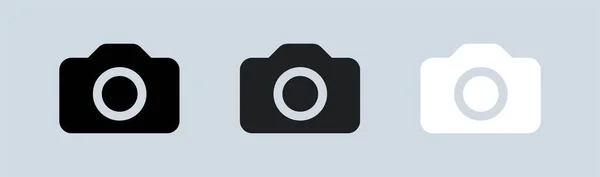 Fényképezőgép Ikon Beállítva Fekete Fehér Színekben Photo Vektor Ikon Alkalmazások — Stock Vector