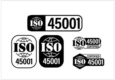 occupational health and safety system certified vector icon,  ISO 45001 clipart