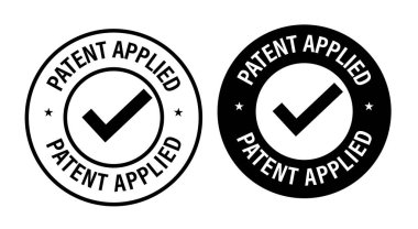 patent uygulamalı vektör simgesi işaretli, siyah renkli, kauçuk damgalı