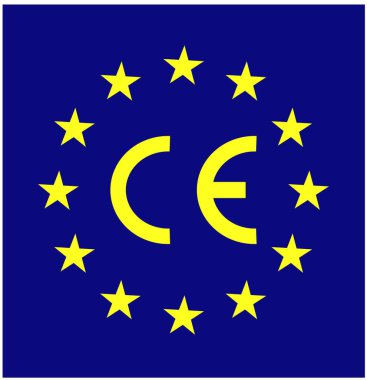 Avrupa, koyu arkaplanda izole edilmiş CE işaretli vektör illüstrasyonuyla imzaladı