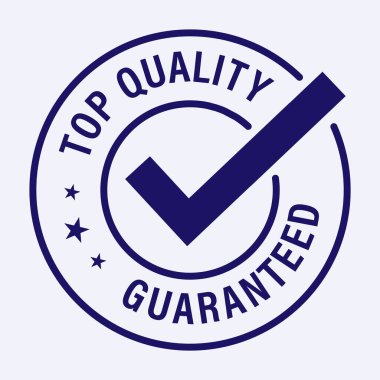 top quality guaranteed vector icon, blue in color clipart