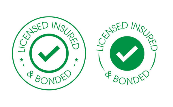 licensed insured and bonded vector icon with tick mark. business abstract