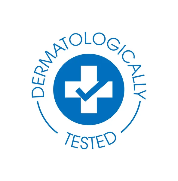Dermatolojik olarak test edilmiş vektör rozeti mavi, cilt bakımı soyut