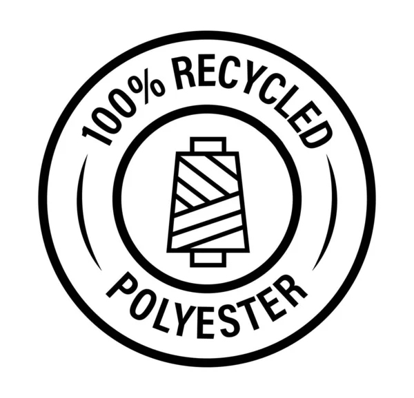 100 Recyceltes Polyester Vektorsymbol Farbe Schwarz — Stockvektor