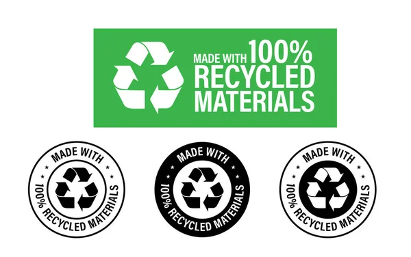Σύνολο Διανυσματικών Εικονιδίων Κατασκευασμένο 100 Ανακυκλωμένα Υλικά Ανακύκλωση Αφηρημένης — Διανυσματικό Αρχείο