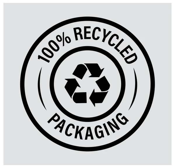 100 Gerecycled Verpakkingsvector Icoon Zwart Van Kleur Recycleer Abstract — Stockvector