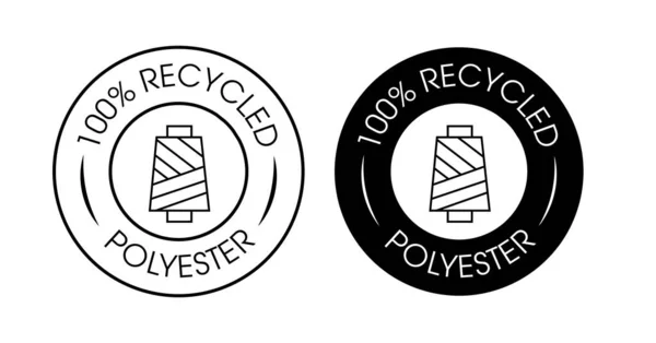 100 Recyceltes Polyester Vektorsymbolset Dünnes Logo Schwarze Farbe — Stockvektor