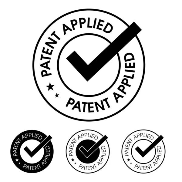 Patent Applied Vector Icon Set Tick Mark Black Color — Stock Vector