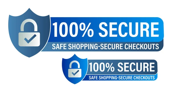 100 Bezpečné Bezpečné Nakupování Bezpečné Pokladna Vektorová Ikona Pad Zámek — Stockový vektor