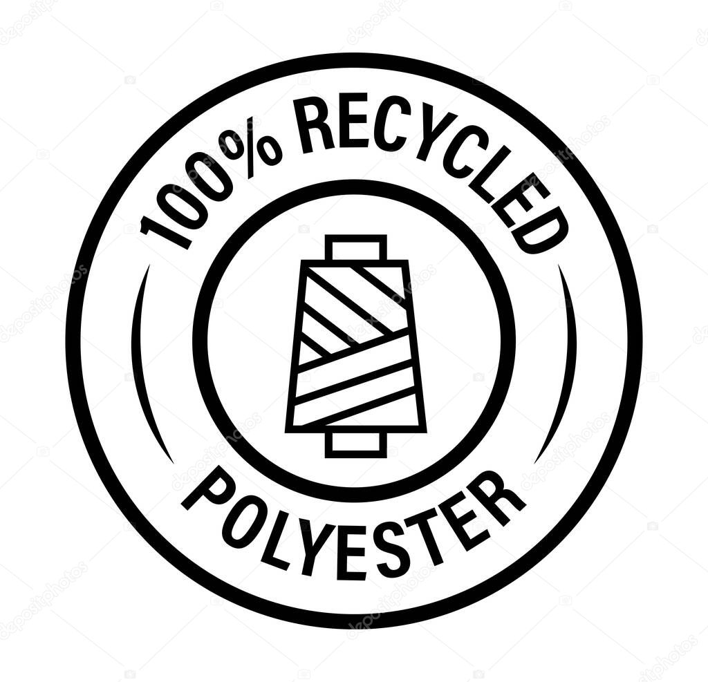 100% recycled polyester vector icon, black in color