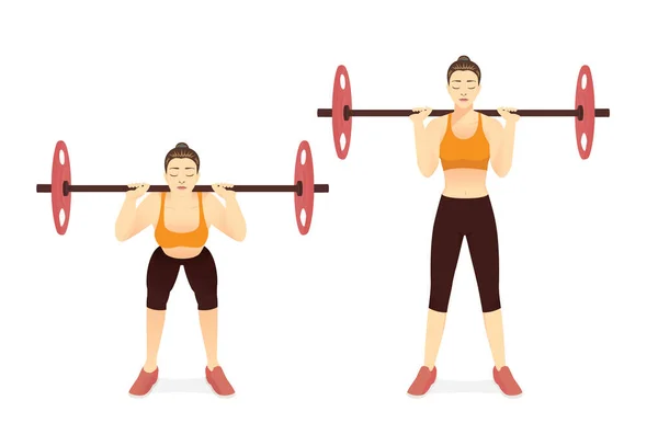Femme Sportive Faisant Exercice Avec Des Haussements Épaules Haltère Pose — Image vectorielle
