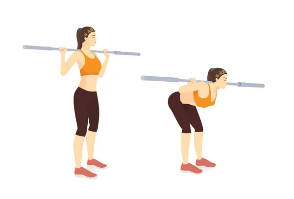 Femme Sportive Faisant Exercice Barbell Dans Pose Haltère Bon Matin — Image vectorielle