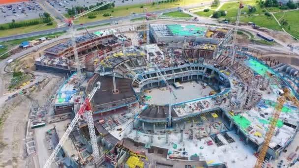 Arena Stadyumu Nun Inşaatı Gökyüzü Manzaralı — Stok video