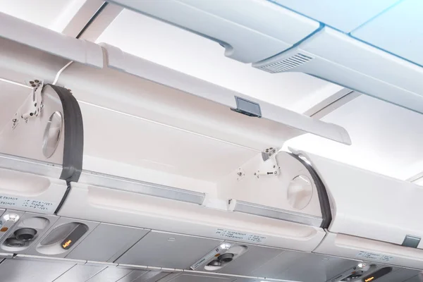 Overhead Compartment Luggage Rack Open Overhead — Stock Photo, Image