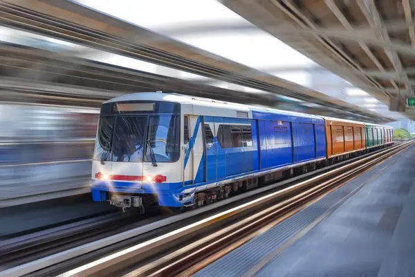 Modern high speed train overground metro with motion blur