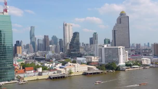 Bangkok Stadsbild Skyline Med Chao Phraya Floden Thailand Bangkok Januari — Stockvideo