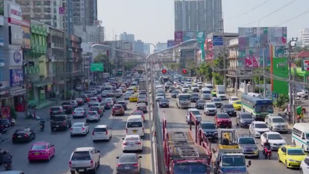 Rush Hour City Roads Zwaar Verkeer Snelweg Files Bangkok Thailand — Stockvideo