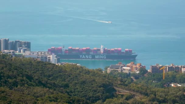 Εμπορευματοκιβώτιο Πλοίο Yang Ming Εισαγωγικό Εμπόριο Εμπόριο Επιχειρήσεων Υλικοτεχνική Και — Αρχείο Βίντεο
