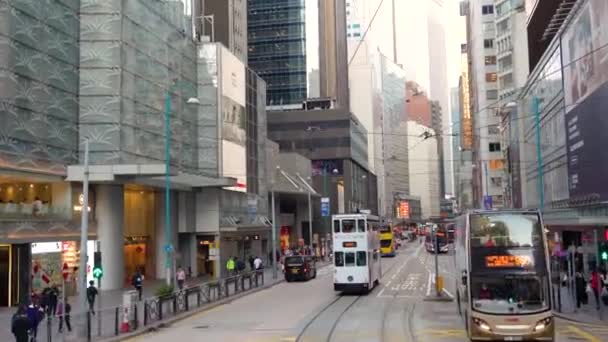Gezgin Expolore Hong Kong City Tramvayı Ile Tatiller Eski Tramvay — Stok video