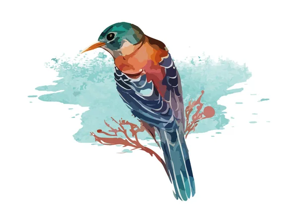 Aquarelle Oiseau Moineau Vecteur Illustration Réaliste Dessiné Main Peinture Sur — Image vectorielle