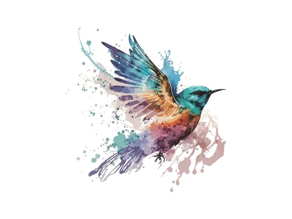 Aquarelle Oiseau Moineau Vecteur Illustration Réaliste Dessiné Main Peinture Sur — Image vectorielle