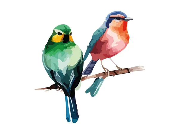 Aquarell Vogel Und Spatz Vektor Illustration Realistische Handgezeichnete Malerei Auf — Stockvektor