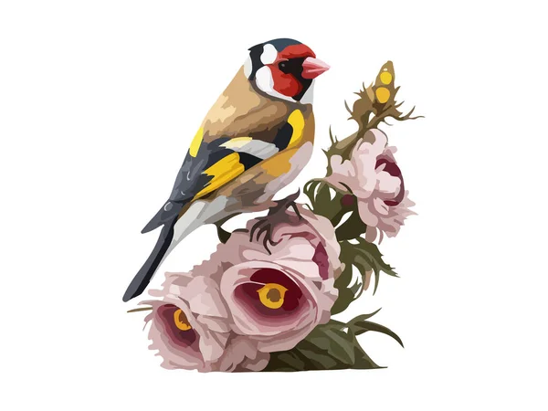 Acquerello Uccello Passero Vettoriale Illustrazione Realistico Disegnato Mano Pittura Rami — Vettoriale Stock