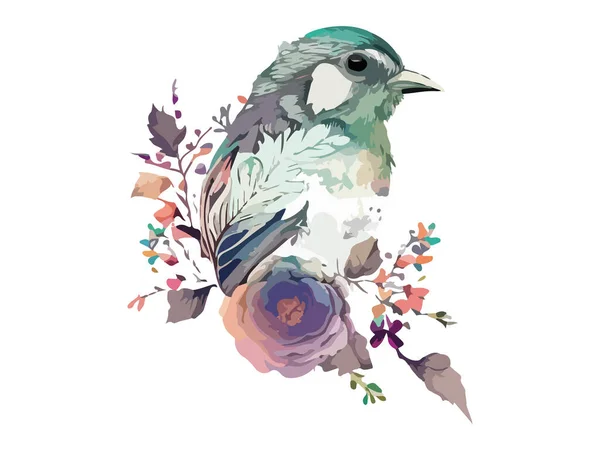 Acuarela Pájaro Gorrión Vector Ilustración Realista Dibujado Mano Pintura Ramas — Vector de stock