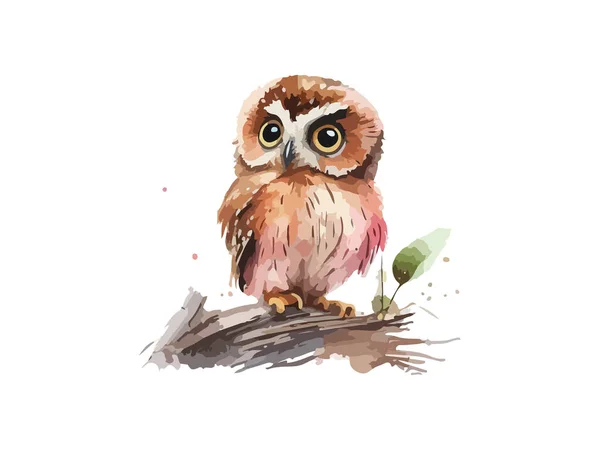 Akvarel Sova Malba Pták Zvíře Sova Vektorové Ilustrace — Stockový vektor