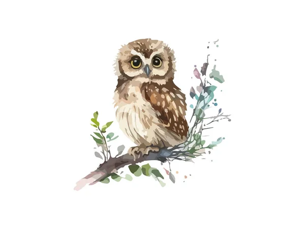 Acuarela Búho Pintura Pájaro Animal Búho Vector Ilustración — Archivo Imágenes Vectoriales