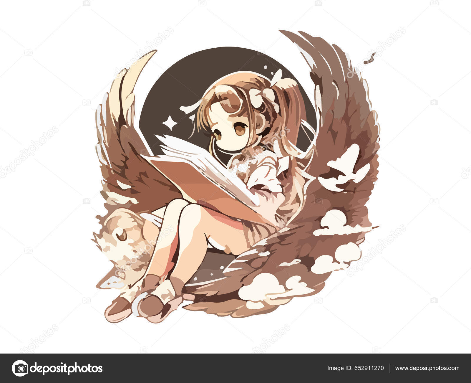 Cute Fairy Sitting Moon Night Vector Illustration Stock Vector By Gold