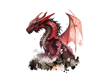 Dragon watercolor, Cute baby dragon Vector illustration. clipart