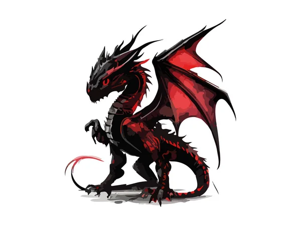 Dragon Aquarell Niedliche Baby Drachen Vektor Illustration — Stockvektor