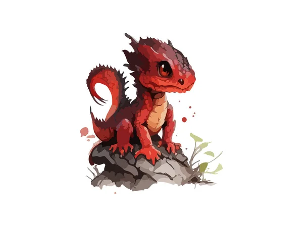 Dragon Aquarell Niedliche Baby Drachen Vektor Illustration — Stockvektor