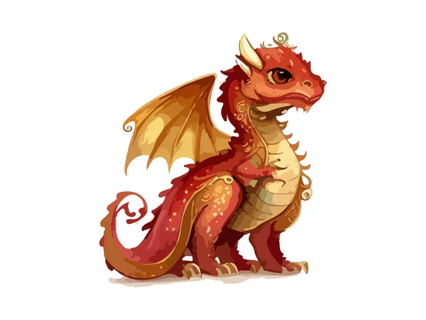 Dragon Ακουαρέλα Χαριτωμένο Μωρό Δράκος Διανυσματική Απεικόνιση — Διανυσματικό Αρχείο